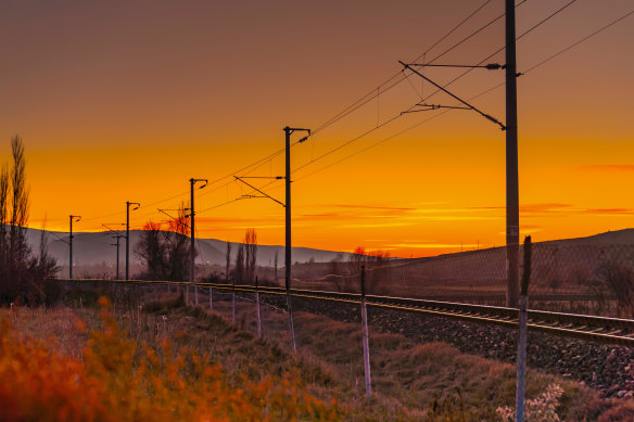 Sunset passage… whizzing through the countryside near Eskisehir.