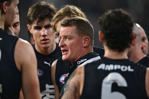 Carlton coach Michael Voss did not have any answers for Collingwood.