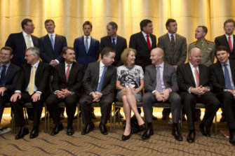 Elizabeth Broderick with some of Australia’s top corporate leaders at a Male Champions of Change event in Sydney in 2013.