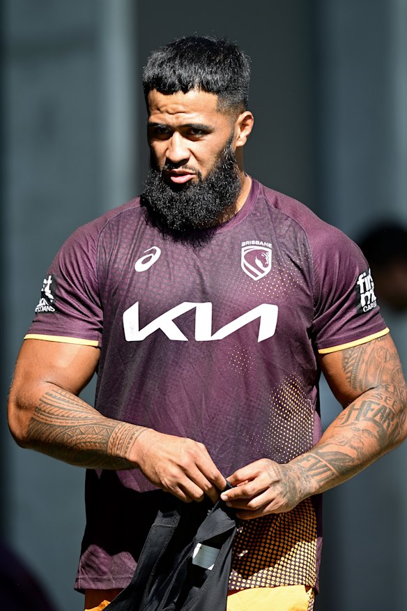 Payne Haas at Broncos training last week.