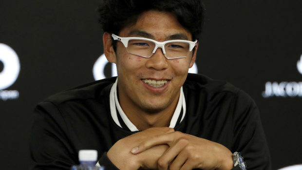 South Korea's Chung Hyeon after beating Novak Djokovic.
