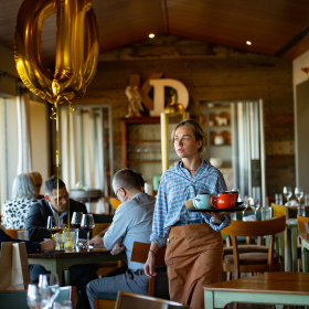 Inside the beachside restaurant.