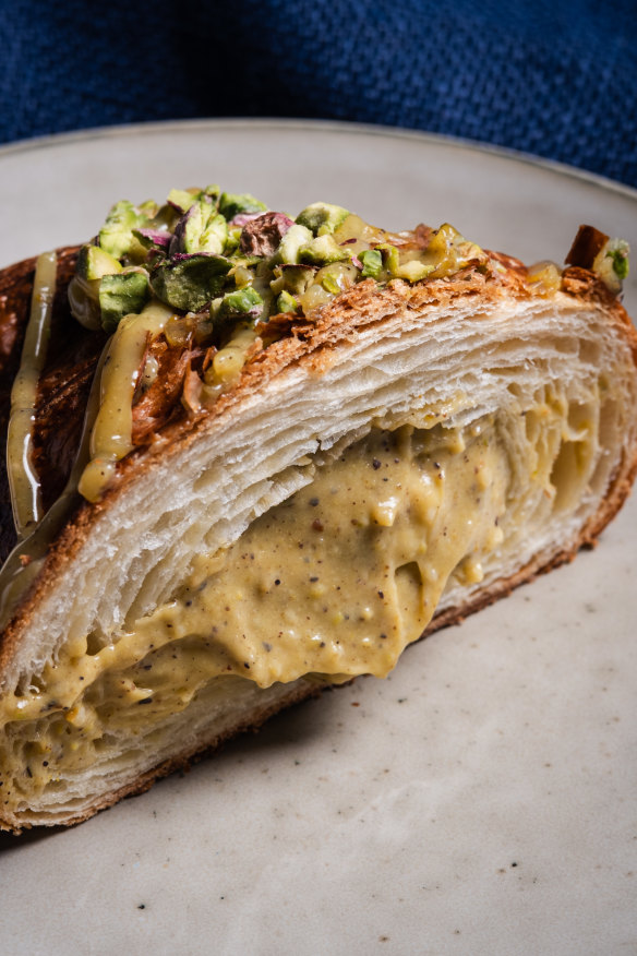 Pistachio and rosewater croissant.