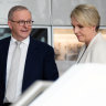 SMH: Australian Prime Minister Anthony Albanese Press Conference at Sydney Jewish Museum on the day Wollahra was attacked with anti-semitic graffiti and car bombing. PM with Federal Environment Minister Tanya Plibersek.
