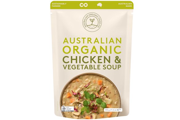 Australian Organic Chicken &amp; Vegetable Soup has a hearty chicken and vegetable base. 