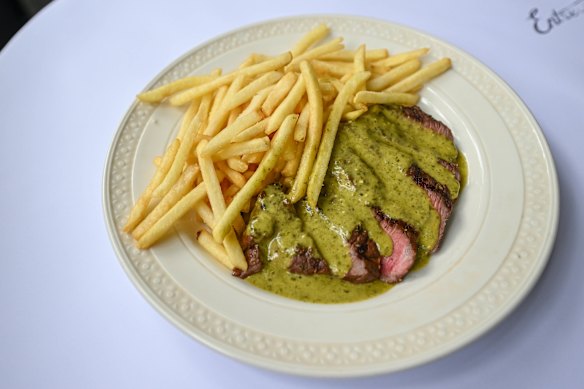 Entrecote’s signature steak frites. The Prahran restaurant goes through 600kg of porterhouse weekly.