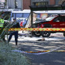 Four men injured after ute crashes into bus shelter near Broadway shopping centre