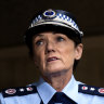 Commissioner Karen Webb speaks to the media outside Sydney Police Centre, Surry Hills following the Wakeley stabbing.