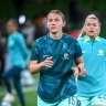 Clare Hunt warms up at AAMI Park on Monday night.