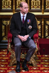 Prince William sits by the The Imperial State Crown in the House of Lords Chamber.