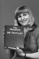 Herald staff member Val Hopwood with a copy of The Macquarie Dictionary on September 23, 1981