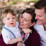 Nicole Kelly with her son, Xander and husband Nick. 