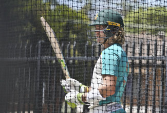 Will Pucovski in the nets before the Australia A game against the Indians this week.