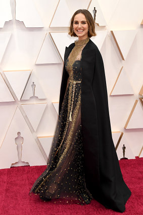 Caped crusade ... Natalie Portman at the Oscars.