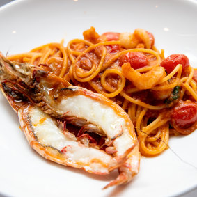 The scampi spaghettini at Fratelli Paradiso. 