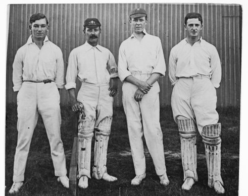 Norman Callaway (far left) with fellow cricketers.