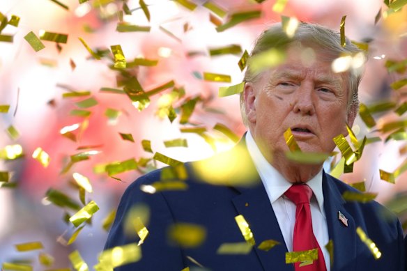Il presidente degli Stati Uniti Donald Trump domenica alla finale della Coppa del Mondo FIFA nel New Jersey.