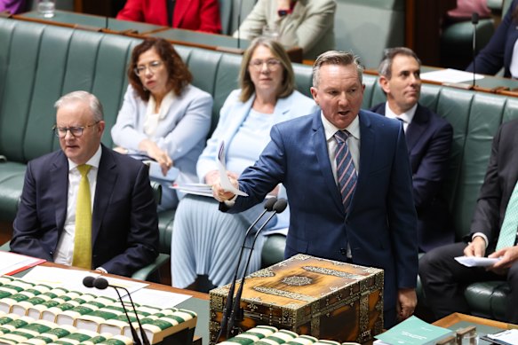 Bowen during question time in parliament. He is known for his long, unscripted soliloquies aimed at the opposition.