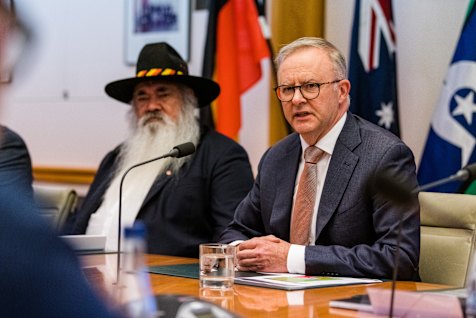 Pat Dodson with Prime Minister Anthony Albanese.