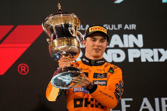 McLaren driver Oscar Piastri on the podium.
