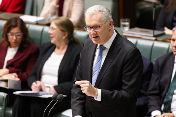 Home Affairs Minister Tony Burke was the target of Hanson’s ire on Monday. 