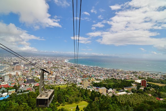 The view on a clear day from the city's Mount Hakodate cable car.