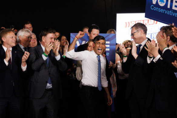 Rishi Sunak speaks to delegates and party members, as he launches the Conservative Party general election campaign in London on Wednesday.