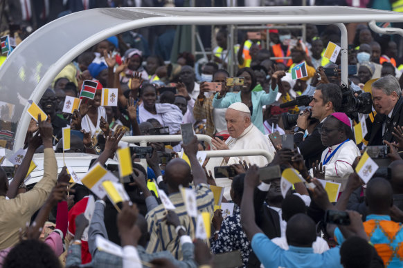 Pope Francis in Juba during his tour of South Sudan.