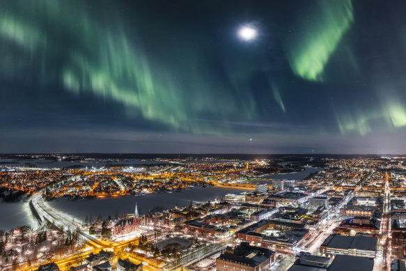The northern lights over northern Sweden.