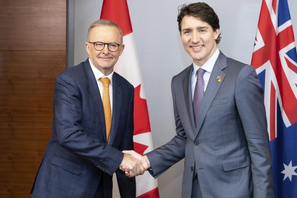Prime Minister Anthony Albanese with Canadian Prime Minister Justin Trudeau last year.