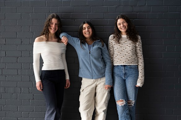 University of NSW student Sienna Eswaran (centre) with uni friends Amali Bridgen (right) and Chloe.