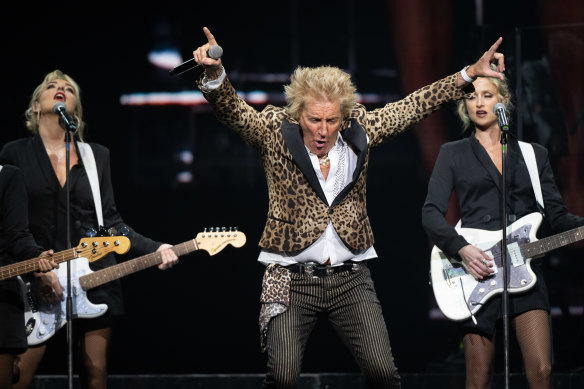 Rod Stewart in concert at QUDOS Bank Arena, in Sydney in March. 