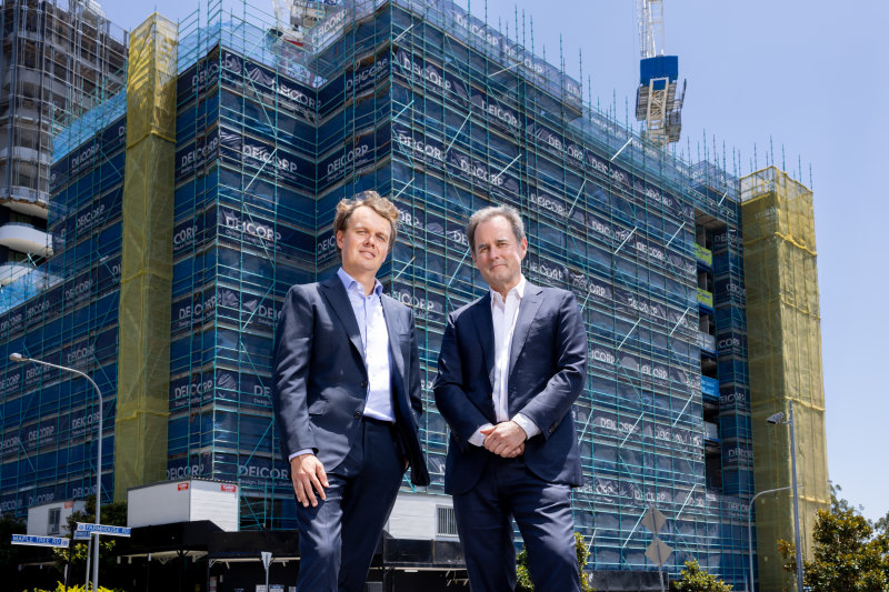 Boosting the pipeline: AXA IM Australia head Antoine Mesnage, left, and CEFC CEO Ian Learmonth at the 397-unit Westmead project in Sydney.