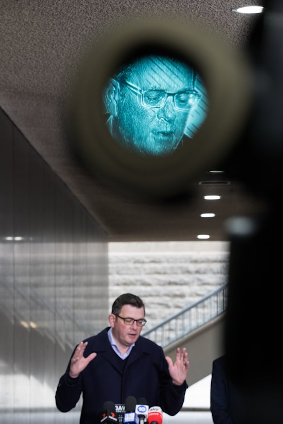 Premier Daniel Andrews announcing the extension of Victoria’s lockdown on Wednesday.