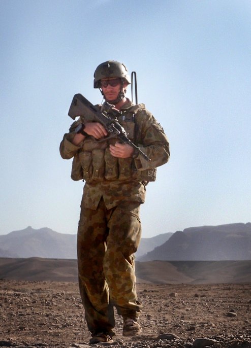 Corporal Daniel Keighran on patrol in Uruzgan Province, Afghanistan, 2010.