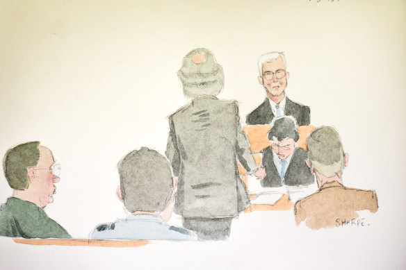 A sketch of David Eastman's first trial.