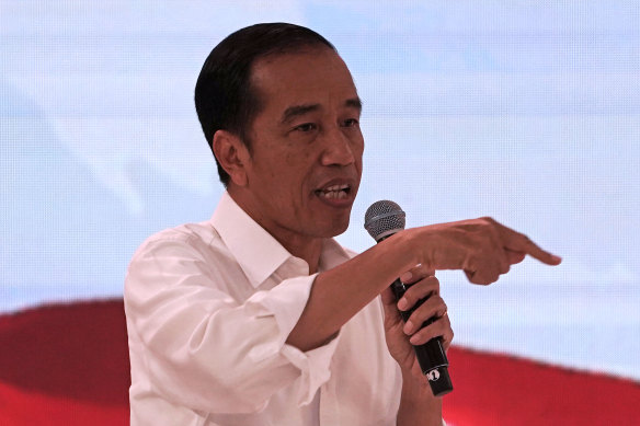 Indonesian President Joko Widodo during the presidential debate in February.