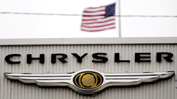 A Chrysler car dealership in New York, USA.