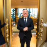 Crown Barangaroo chief executive Simon McGrath at the entrance to the gaming area which will open its doors on Monday.