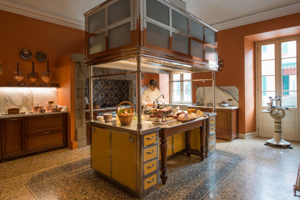 A kitchen at the beautiful Passalacqua luxury boutique hotel at Lake Como.