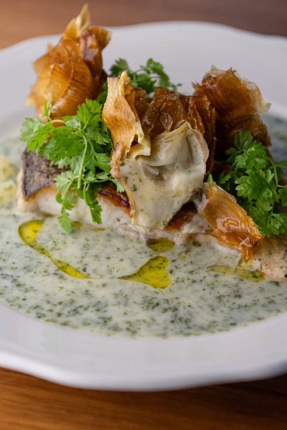 Murray cod with nutty, deep-fried artichokes.
