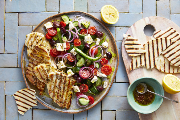 RecipeTin Eats’ Greek chicken salad with dried oregano.