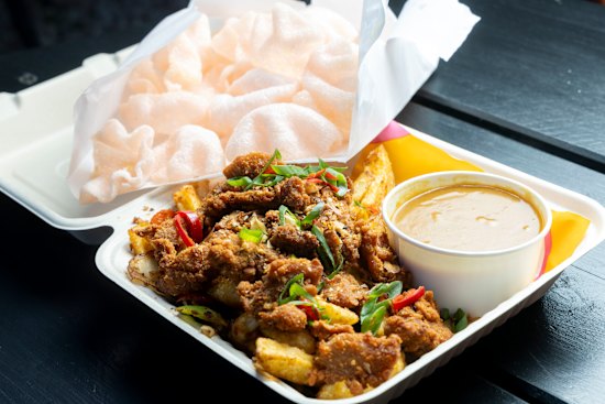 The spice bag at St Kilda’s Northern Soul comes with prawn crackers.