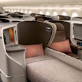 Singapore Airlines’ A350-900 lie-flat business class seat.