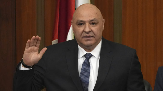 Newly elected Lebanese President Joseph Aoun is sworn in.