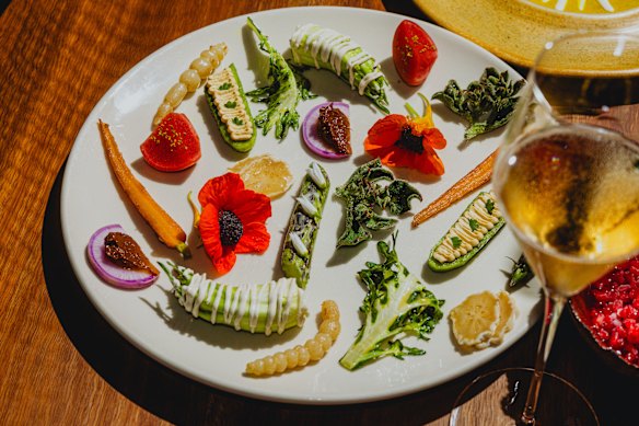 Seasonal vegetables with Tony’s ferments at Sixpenny.