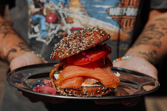 Salmon bagel at Hendrix.