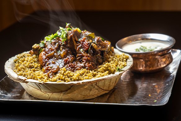Nati-style chicken biryani at Namma Bangalore Vibbes in Carnegie.