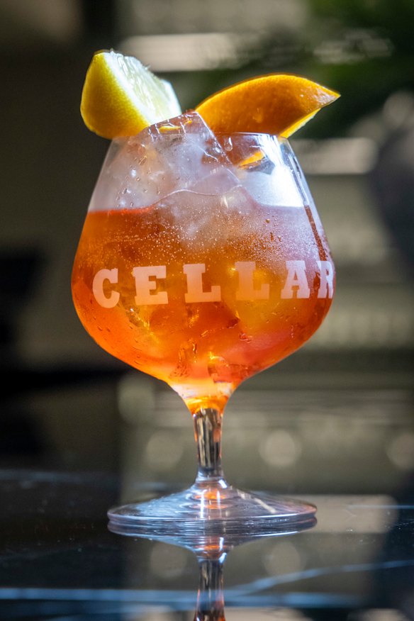 A seasonal spritz made with mandarin-infused Aperol.