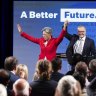 Opposition Leader Anthony Albanese and Labor Senate leader Penny Wong at the official campaign launch in Perth.